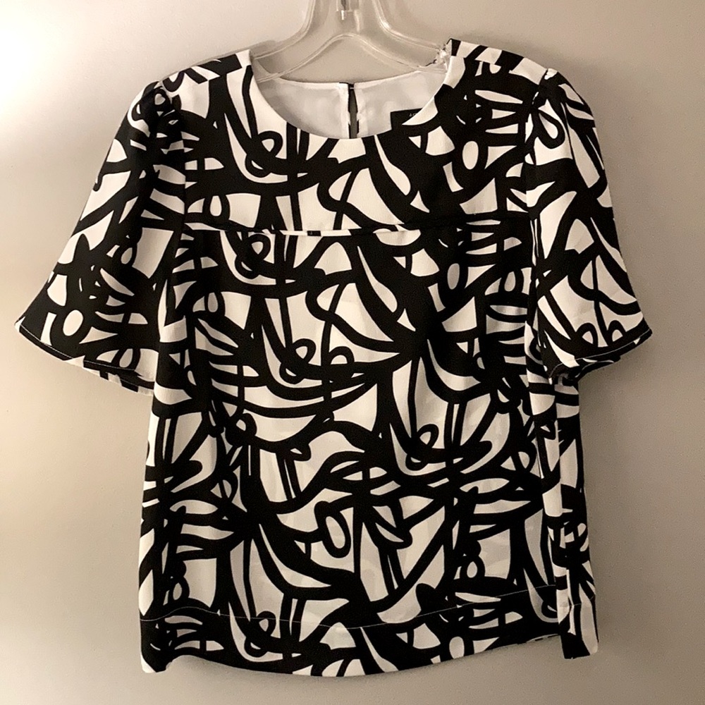J. Crew 365 White and Black Top, size 2